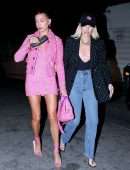 Hailey Bieber Gorgeous Leggy in Pink Dress Out in West Hollywood