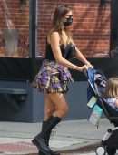 Irina Shayk Leggy in Skirt, Picking up her Daughter in NYC