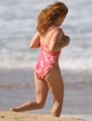 Isla Fisher Booty in a Swimsuit on the Beach in Sydney
