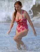 Isla Fisher Booty in a Swimsuit on the Beach in Sydney