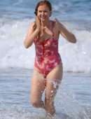 Isla Fisher Booty in a Swimsuit on the Beach in Sydney