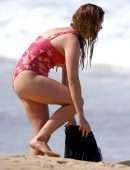 Isla Fisher Booty in a Swimsuit on the Beach in Sydney