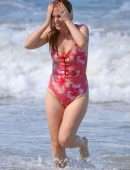 Isla Fisher Booty in a Swimsuit on the Beach in Sydney