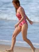 Isla Fisher Booty in a Swimsuit on the Beach in Sydney