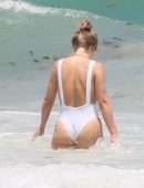 Julianne Hough Booty in Swimsuit on the Beach in Tulum
