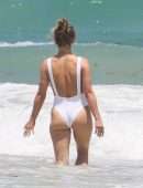 Julianne Hough Booty in Swimsuit on the Beach in Tulum