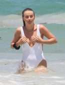 Julianne Hough Booty in Swimsuit on the Beach in Tulum