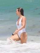 Julianne Hough Booty in Swimsuit on the Beach in Tulum