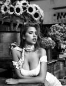 Kara Del Toro Cleavage in a Black and White Photoshoot