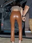 Kendall Jenner Booty in Leather Pants at Nobu Restaurant in Malibu
