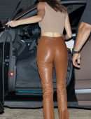 Kendall Jenner Booty in Leather Pants at Nobu Restaurant in Malibu