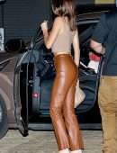 Kendall Jenner Booty in Leather Pants at Nobu Restaurant in Malibu
