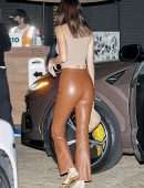 Kendall Jenner Booty in Leather Pants at Nobu Restaurant in Malibu
