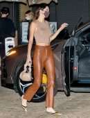 Kendall Jenner Booty in Leather Pants at Nobu Restaurant in Malibu