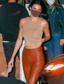 Kendall Jenner Booty in Leather Pants at Nobu Restaurant in Malibu