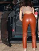 Kendall Jenner Booty in Leather Pants at Nobu Restaurant in Malibu