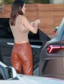 Kendall Jenner Booty in Leather Pants at Nobu Restaurant in Malibu