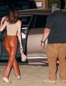 Kendall Jenner Booty in Leather Pants at Nobu Restaurant in Malibu