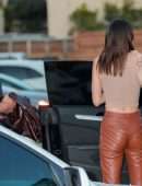 Kendall Jenner Booty in Leather Pants at Nobu Restaurant in Malibu