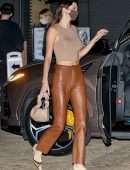 Kendall Jenner Booty in Leather Pants at Nobu Restaurant in Malibu