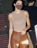 Kendall Jenner Booty in Leather Pants at Nobu Restaurant in Malibu