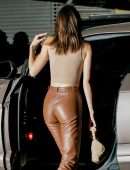 Kendall Jenner Booty in Leather Pants at Nobu Restaurant in Malibu