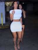 Kim Kardashian Cleavage and Leggy in a White Dress, Out in Miami