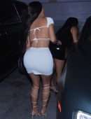 Kim Kardashian Cleavage and Leggy in a White Dress, Out in Miami