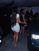 Kim Kardashian Cleavage and Leggy in a White Dress, Out in Miami