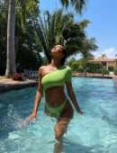 Lais Ribeiro Booty at a Pool in Green Bikini