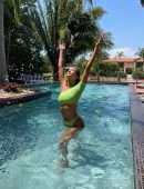 Lais Ribeiro Booty at a Pool in Green Bikini