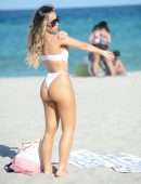 Lisa L. Opie Booty in White Swimsuit in Miami Beach