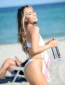 Lisa L. Opie Booty in White Swimsuit in Miami Beach