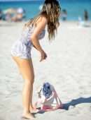 Lisa L. Opie Booty in White Swimsuit in Miami Beach