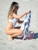 Lisa L. Opie Booty in White Swimsuit in Miami Beach