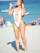Lisa L. Opie Booty in White Swimsuit in Miami Beach
