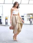 Olivia Culpo Cleavage in a Beautiful Dress Out in Beverly Hills