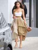 Olivia Culpo Cleavage in a Beautiful Dress Out in Beverly Hills