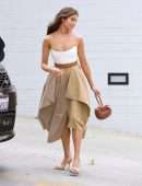 Olivia Culpo Cleavage in a Beautiful Dress Out in Beverly Hills