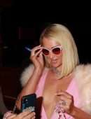 Paris Hilton Cleavage, Poses upon Arriving at Craig's in West Hollywood