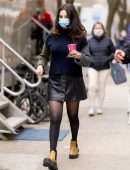 Selena Gomez in a Skirt on the “Only Murders in the Building” Movie Set in New York