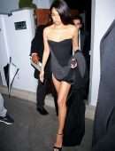 Shanina Shaik Leggy in a Black Dress at Oscars Afterparty in Bel Air
