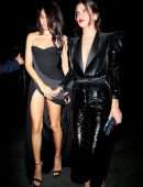 Shanina Shaik Leggy in a Black Dress at Oscars Afterparty in Bel Air