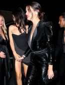 Shanina Shaik Leggy in a Black Dress at Oscars Afterparty in Bel Air