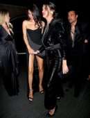Shanina Shaik Leggy in a Black Dress at Oscars Afterparty in Bel Air