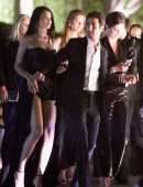 Shanina Shaik Leggy in a Black Dress at Oscars Afterparty in Bel Air