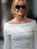 Amanda Holden Pokies Outside the Global Studios Heart FM Radio in London