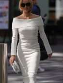 Amanda Holden Pokies Outside the Global Studios Heart FM Radio in London