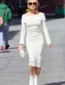 Amanda Holden Pokies Outside the Global Studios Heart FM Radio in London