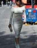 Amanda Holden Pokies Outside the Global Studios Heart FM Radio in London